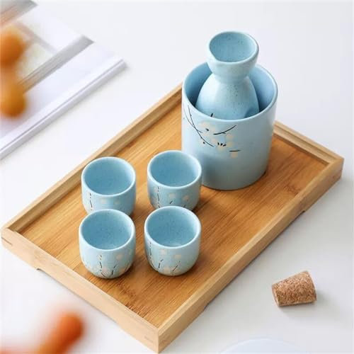 Kleines Weißweinglas, Glühweintopf, Soju-Topf, japanischer Sake-Topf, Keramik-Weinset, Warmer Weintopf, Haushalt (D hellgrau)
