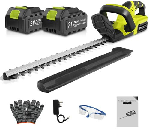 VOERJIA 21V Heavy Duty Cordless Hedge Trimmer, 2 * 4000mAh hedge cutter trimmer, Electric Hedge Trimmers, 50cm Dual Action Blade, battery hedge strimmer for trimming hedges, shrubs and border plants