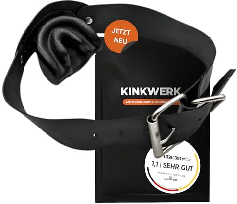 KINKWERK Mundknebel aus Latex mit Bissfläche & Zunge | Verstellbarer Mouth Gag für BDSM-Spiele | Latex-Vollknebel (Schwarz)