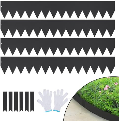 VEVOR Steel Landscape Edging, 4-pack Steel Garden Edging Borders, 40 L x 6 H Strips, Hammer-in Edging Border with 6 Clips, Bendable Metal Landscape Edging for Yard, Garden, Lawn