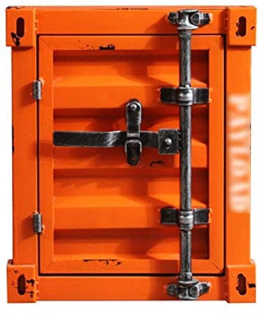 Tresor, Geldkassette, Haustresor, Schließfach, Retrobox, Eisenschrank, Spind, Vitrine – Mehrfarbig – 40 x 38 x 48 cm (Farbe: Schwarz) (Farbe: Orange)