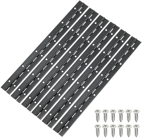 QUARKZMAN 12 Bisagras Continuas y de Piano 6 Piezas de Bisagras Continuas de Acero Inoxidable con Agujeros para Puertas de Armario de Barco Caja de Muebles Negro