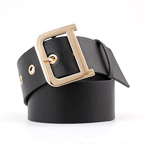 LXYDPZ Dekorativer Gürtel, goldene breite Ledergürtel mit großer Schnalle für Damen, Öse, dekorativer Taillengurt, Kleidergürtel, Kummerbund, Kunststoff-Taille (rot, Länge 105 cm)