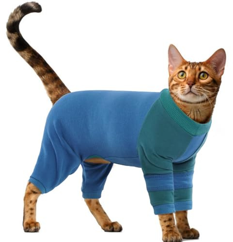 OUOBOB klebrige Haar Katze Kleidung, Katze Erholung Anzug Katze Pyjamas nur für Katzen, Sphynx haarlose Katzen Pullover, Katze Turtleneck, Anti-Lecken oder Hautkrankheit Recovery Anzug für Katzen