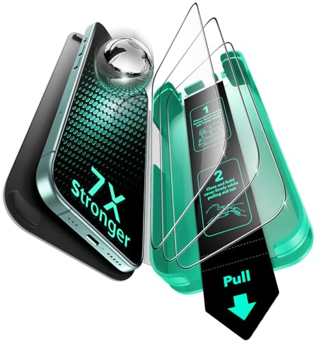 ESR Lot de 3 Verre Trempé pour iPhone 16/iPhone 15, Armorite | Antichoc 7X, Verre Trempé 9H+, Installation Facile en un Geste, Protection D'écran Intégrale, Plateau UltraFit, Sans Bulles