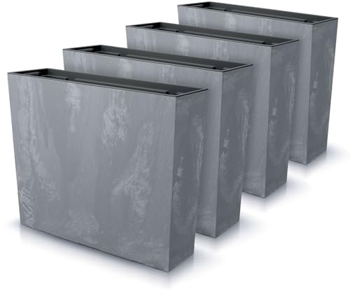 IMJ-Global - Macetas Decorativas Interior Exterior Efecto Concreto (58x18x 49,8 cm - 44 litros) Maceteros Jardineras Exterior Maceta Plastico, Macetero con un Diseño Moderno para Plantas