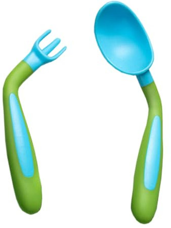 ORFOFE 1satz Besteckset Für Kleinkinder Löffel Und Für Sicheres Füttern Leicht Und Handlich Für Unterwegs Grün Blau