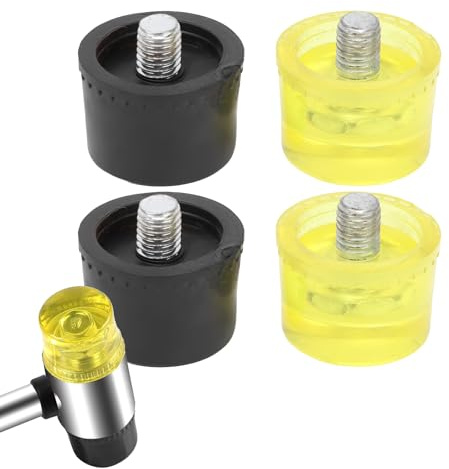 4 Stück Gummihammer Ersatzköpfe, Hammer Replacement Tips, Gummi Hammer Schlagkopf Ersatzset Hammer Zubehör Hammer Gummi Schlagkopf M10 X 1 Einbaugewinde (Φ35mm)