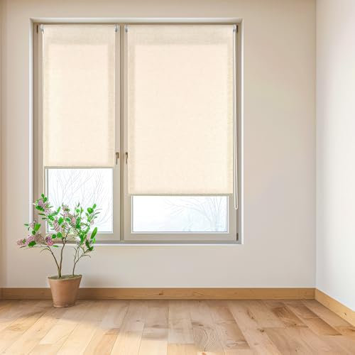 Blindecor Estor Instalación sin herremientas Translúcido | Color Lino | 42 X180 cm (Ancho por Alto) Tamaño de la Tela 39x180 cm | Estores Enrollables Easyfix Tejido Lino