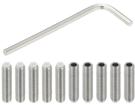 PATIKIL Vis Sans Tête M6x25mm Pointe en Nylon, 10Pcs Boulon à Tête Creuse Hexagonale Métrique en Acier Inoxydable 304, Anti-Dérapant, Entraînement Hexagonal Interne Avec Clé à Molette
