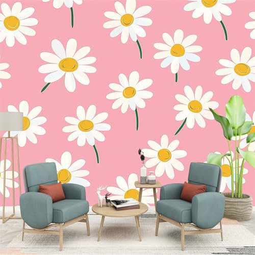 Fototapete Vektor, Pflanze, Gänseblümchen Wohnzimmer Schlafzimmer Wandtapete Vliestapete Geruchsfrei Rosa Gelb Fototapete Concealer Fototapete 400 x 280 cm
