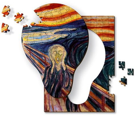 Trefl - Holzpuzzle 200 Teile, Schrei, Edvard Munch Berühmte Gemälde | Für Kinder und Erwachsene ab 10 Jahren, hochwertige Qualität, berühmte Gemälde bekannter Künstler, präzise passgenau