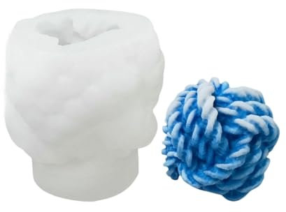 OUXUNDAI Candle moulds Silicone Mold Candle Chocolate Diy Yarn Ball Cake Candy Mold Baking-Upgraded Version-Thick Wool Ball Mold Sx-Bh-142-1-White