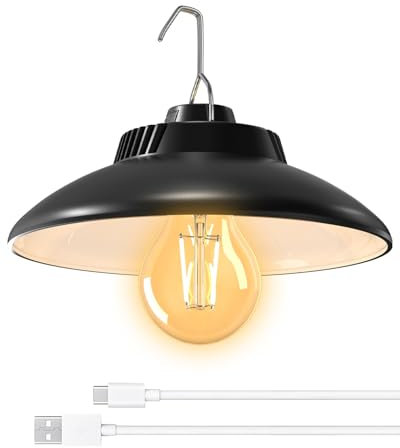 BrightArk Lampada da campeggio ricaricabile, lampada da campeggio a LED con batteria da 2600 mAh, IPX4, impermeabile, luce da campeggio, 2 modalità di luce, lampada da appendere per campeggio