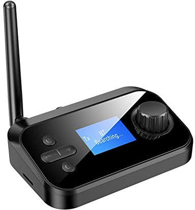 TFixol Trasmettitore ricevitore 2 in 1 BT5.0 o con microfono stereo ottico coassiale AUX 3,5 mm jack adattatore cavo TV PC altoparlante auto nero