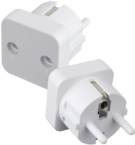 BTFO 2 Pièces Diviseur D'adaptateur Mise Terre, Adaptateur Fiche Sécurisé en ABS Compatible avec Plusieurs Produits Mise La Terre pour Prises EU Type B