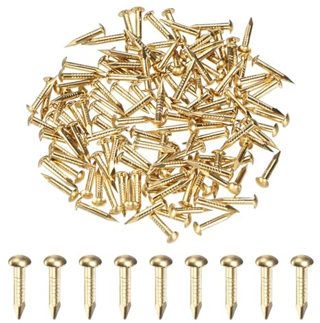 M METERXITY 100 Unidades De Clavos Pequeños De Latón 1.5mm x 10mm Con Cabeza Redonda Para Madera/Manualidades/Decoración Del Hogar/Colgar Cuadros