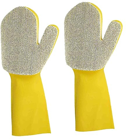 LALADEFIEE 2pcs Latex Sponge Cleaning Gloves Waterproof Non Slip for Home