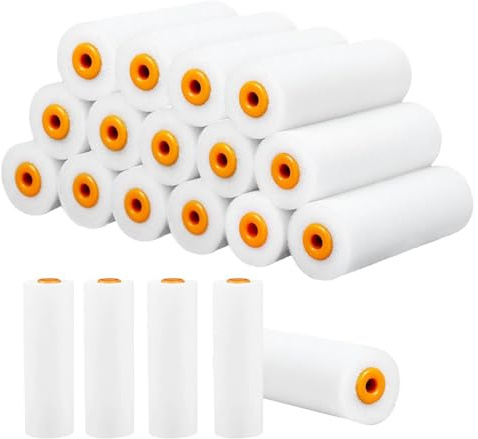 20 Pack 4 Inch Foam Paint Rollers, High Density Lint-Free Sponge Roller Covers for Water-Based, Oil-Based & Solvent-Based Paints, Smooth Finish for Cabinets, Doors, Trim & Small Surfaces