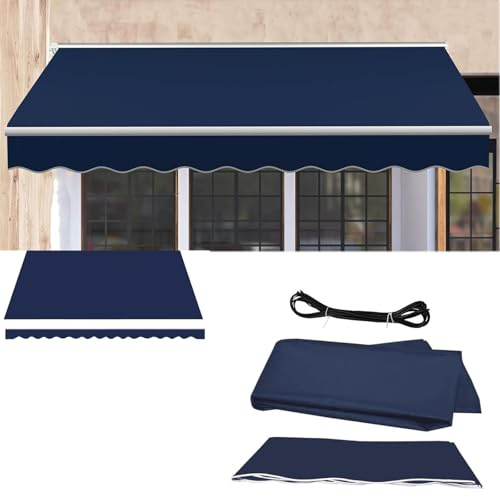 Tenda da sole a scomparsa manuale da 1,8 x 3 m, in poliestere, impermeabile, per protezione solare esterna, 2 m e 4,5 m, colore: blu navy