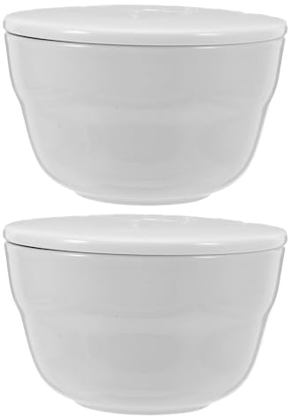 Sewroro Tazze per Caffè Espresso in Ceramica con Coperchio Ciotole per Dessert in Porcellana Piccole Tazze da Brodo Impilabili per Degustazione Caffè e Cibo