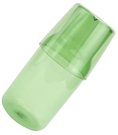 GLEAVI Botella de Agua y Vaso de Vidrio Verde para Entretenimiento Familiar y Reuniones, Jarra de Borosilicato Resistente para Bebidas Frías