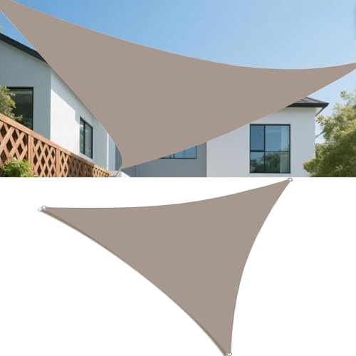 Vela Ombreggiante Impermeabile 8x8x4M Tenda da Sole per Esterno Vele Ombreggianti Triangolare Telo Parasole Protezione UV Tenda a Vela per Giardino Balcone Terrazza Cachi