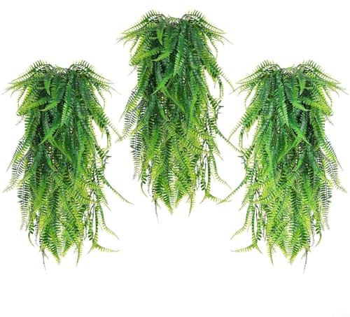 EXTRWORY Paquete de 6 guirnaldas falsas colgantes para hojas de helecho, guirnalda de plantas de vid sintética, decoración de pared para interiores y exteriores, para decoración de pared del hogar