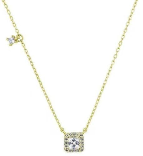 Collar Cuadrado Diamante Mujer Verano Viento Frío Luz Lujo Senior Sentido Clavícula Diseño De Cadena