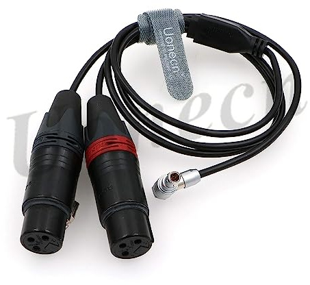 Uonecn for ARRI Alexa mini Camera cable Two XLR 3 pin Female Plug to 00 right angle 5 pin male Audio Input Cable