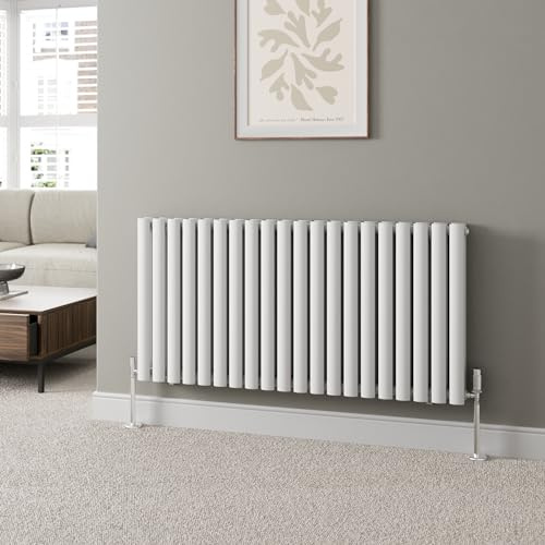 DuraTherm® 600 x 1200mm White Horizontal Designer Radiator Double Column Oval Tube Modern Central Heating Panel Bathroom Radiators
