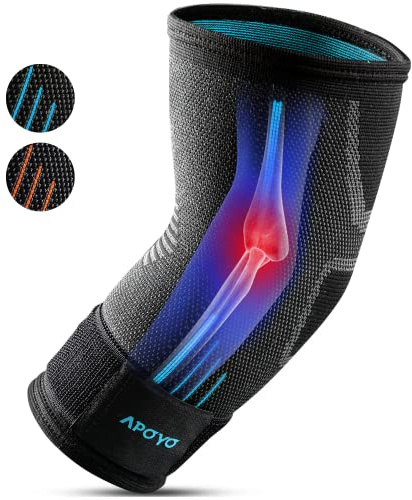 APOYO Elbow Brace for Tendonitis and Tennis Elbow, Compression Sleeve for Arthritis, Workouts, Reduce Joint Pain During Fitness Activity (Small)