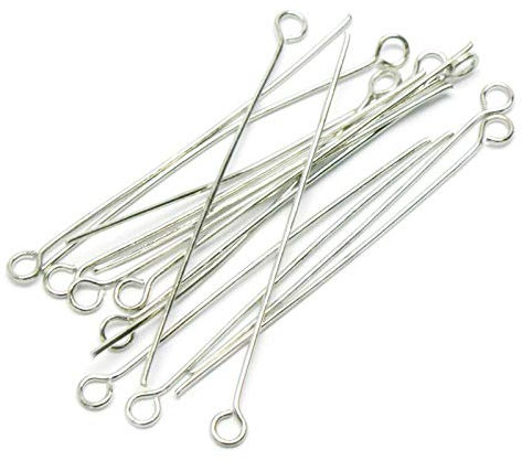 Perlin Kettelstifte Silber Nietstifte mit Öse 30mm x 0,7mm Versilbert Kopfstifte 3cm Perlenstifte Silber 500 Stk Prismenstifte