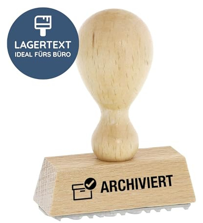 Stempel Archiviert, Holzstempel 50x20 mm, Archivstempel | Fertigtext ohne Wartezeit für Langzeitablage und Registratur – Stempelkissen separat erforderlich