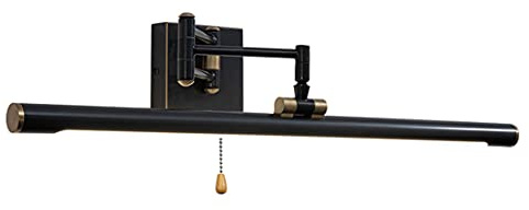 WRMING LED Spiegellampe Badezimmer mit Schalter Vintage Messing Spiegelleuchte Retro Verstellbar Badleuchte 7W Neutralweiß 4000k Bad wandleuchte für Spiegelschränke und Spiegel, 35cm, 560lm,Schwarz