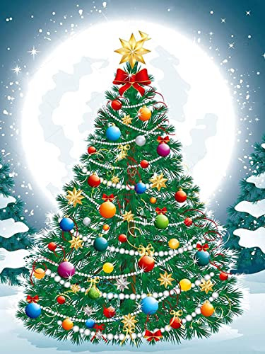 Zeyevan Diamond Painting Weihnachtsbaum, 5D DIY Diamant Painting Weihnachten Kit, Diamant Malerei Strass Kristallmalerei Kreuzstich 30x40 cm