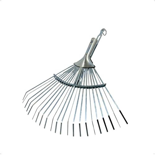 Rekord Laubbesen aus Metall mit 22 Zinken verstellbare Arbeitsbreite 28,5 bis 47 cm - ohne Stiel, Laubrechen, Fächerbesen, Laubharke, Laubfeger, Laubbesen, Gartenwerkzeug