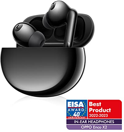 OPPO Enco X2 - Écouteurs Bluetooth sans Fil - Oreillette Semi Intra-Auriculaire - Son Binaural Simultané - Réduction du Bruit Active - Batterie Rechargeable - Boîtier Compris - Noir [version FR]