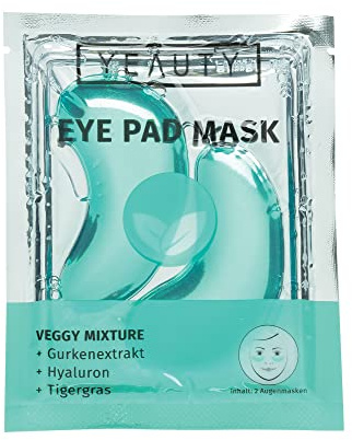 YEAUTY Veggy Mixture Eye Pad Mask, die superweichen Augenpads mit dem feuchtigkeitsspendenden Pflegeserum aus Gurke, Hyaluron und Tigergras entwässert und glättet die Haut,1x 2 Stück