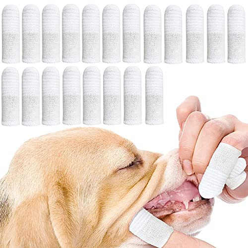 Hundezahnbürste Fingerling Wiederverwendbar, Pet Finger Zahnbürste, Fingerlinge Hunde Zahnpflege,Anti-Plaque Finger Hund,Effiziente und Saubere Haustierzahnbürste aus Strickgewebe (20 Stück)