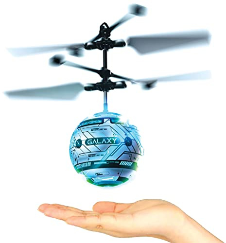 Skyball Galaxy Fliegender Ball mit LED-Leuchten und Lautsprecher mit galaktischen Geräuschen, funktioniert mit Näherungssensor, erkennt Objekte in der Nähe und entfernt sich von ihnen, ab 8 Jahren