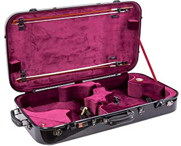 Crossrock Fiberglas Koffer mit TSA-Schloss für eine 15~16,5'' Bratsche, eine 4/4 Violine in Vollgröße – Schwarz (CRF2020DVLBK)