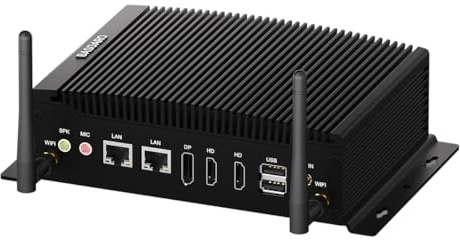BASOARO Lüfterloser Mini PC Industrie PC Win 11 Pro Core i7 10510U Fanless PC, 32GB RAM 512GB SSD, Dual RJ45 LAN, 4K Triple Display (2HD+DP), 2 RS232/422/485 COM, GPIO, 6 USB, WiFi, BT