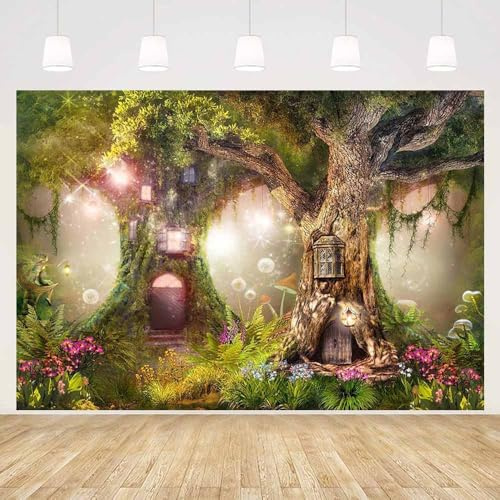MEHOFOND Fotohintergrund, Märchen, Wald, Wunderland, Fotografie-Hintergrund, Kindergeburtstag, Party, Banner, alter Baum, Elfe, Abenteuer, Hintergrundtapete, Dekoration, Fotostudio, Requisiten,