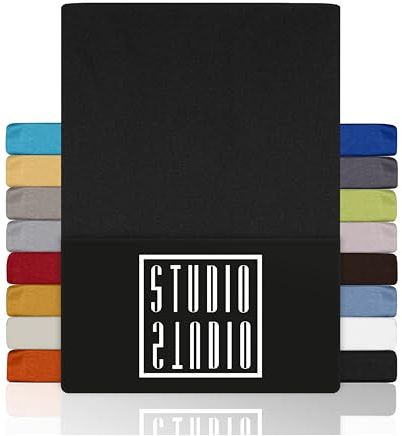 STUDIO Basic Spannbettlaken 180x200cm – Jersey-Spannbetttuch aus 100 % gekämmter Baumwolle – Anthrazit – Öko-Tex Zertifiziert, bügelfrei & elastisch – für Matratzen 15–25 cm