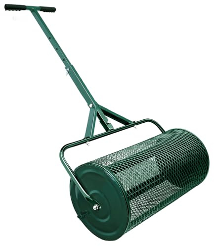 LEIZA 24 in Compost Spreader for Lawn Garden Yard Upgraded Hook Shaped Handle Moss Durable Lightweight for Planting, Seeding (Green/24 in/Y-Style)