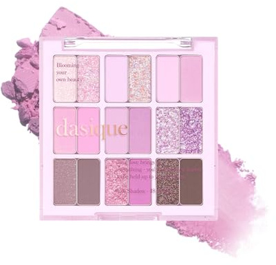 dasique Shadow Palette #18 Berry Smoothie l Vegan, Cruelty-Free l 18 Blendable Shades in Smooth Matte and Shimmer Finishes with Gorgeous Pearls