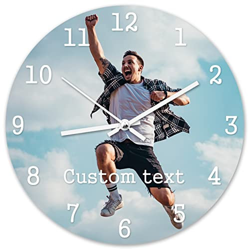 Benutzerdefinierte Wanduhr, Personalisierte Fotouhr zum Aufhängen, Fügen Sie Ihr Bild/Foto/Logo/Jedes Design Hinzu, für Wohnzimmer Schlafzimmer & Küche - Geschenk für Mama Papa Freunde & Familie