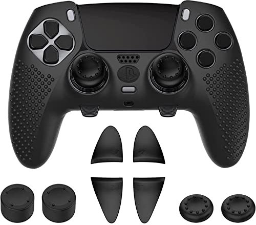Miimall 9 Stück Hülle Kompatibel mit PS5 Controller Cover Skin, Anti-Rutsche Silikon PS5 Controller Shell mit Thumbsticks Caps und Trigger Extender Zubehör für PlayStation5 Controller Hülle