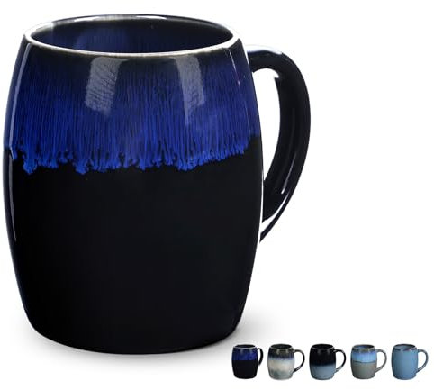 GRABADO Grande tazza da caffè in ceramica da 500 ml, realizzata a mano, tazza da tè per ufficio e casa, lavabile in lavastoviglie e adatta al microonde, in porcellana smaltata，Azzurro Cielo